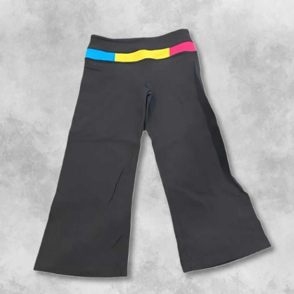 Lululemon Wide-Leg Flare Pants Mid-Rise Waistband  Multicolor Waist Black W US 2